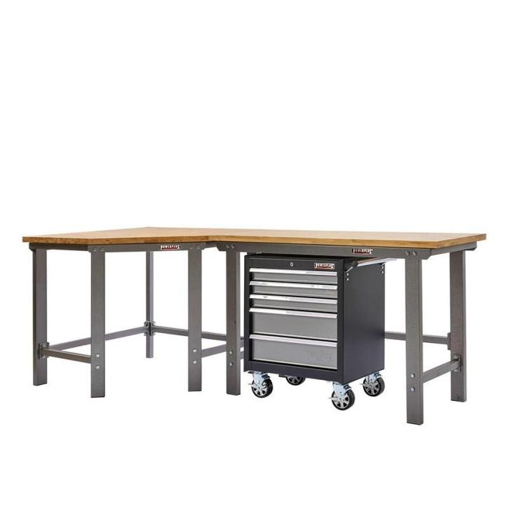 Werkbank hoekopstelling - Hoek werkbank 260 cm lang grijs, Doe-het-zelf en Bouw, Werkbanken, Ophalen of Verzenden