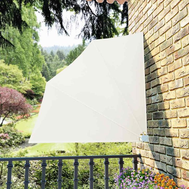 vidaXL Balkonscherm inklapbaar 140x140 cm crème, Jardin & Terrasse, Parasols, Envoi