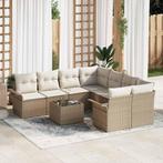 vidaXL Tuinbank Set 9 pcs Beige Poly rattan, Verzenden, Nieuw
