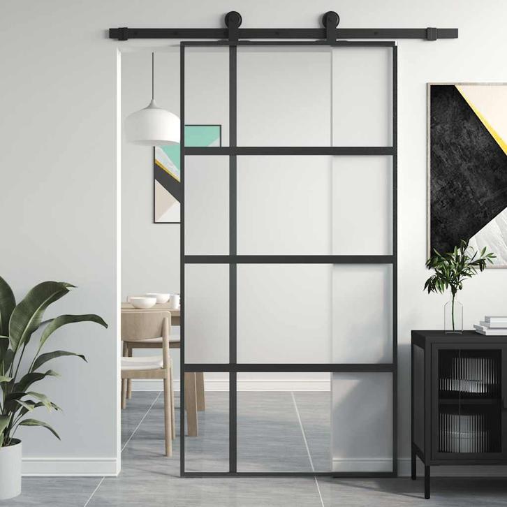 vidaXL Schuifdeur 102,5x205 cm gehard glas en aluminium, Doe-het-zelf en Bouw, Deuren en Vliegenramen, Nieuw, Verzenden