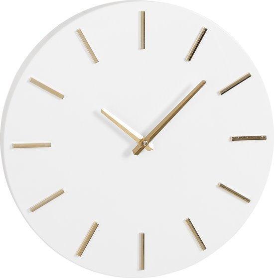 Tweedekans | Mica Decorations Brixen Wandklok - Ø36 cm - Wit, Huis en Inrichting, Woonaccessoires | Klokken, Ophalen of Verzenden