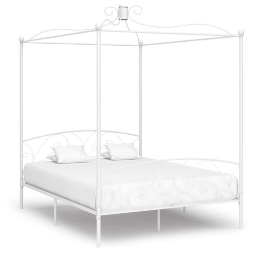 vidaXL Hemelbedframe metaal wit 160x200 cm, Huis en Inrichting, Slaapkamer | Bedden, Nieuw, Verzenden