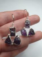 Zilver, Rauwe amethist - Hangoorbellen