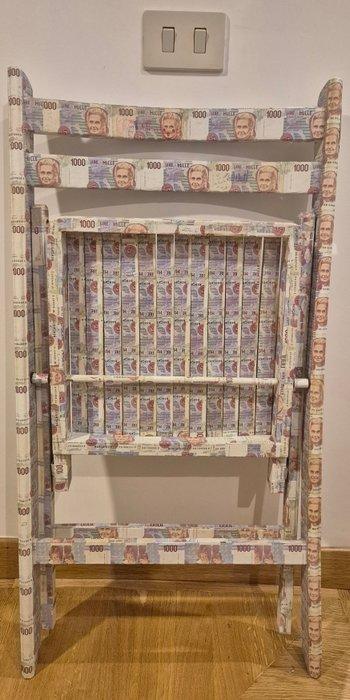 joe stefani - joe stefani - Klapstoel - hout en papier -, Antiek en Kunst, Curiosa en Brocante