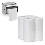 Voordeelpak universeel toiletpapier + toiletrolhouder