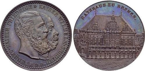 Bronze-medaille 1888 Bremen-stadt, Timbres & Monnaies, Pièces & Médailles, Envoi