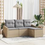 vidaXL 4-delige tuinbank set met kussens in beige poly, Tuin en Terras, Tuinsets en Loungesets, Verzenden, Nieuw
