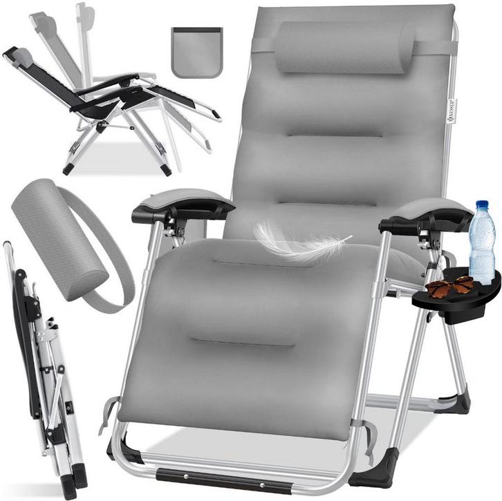 Tuinstoel - Ligstoel - Verstelbaar - Opvouwbaar - Grijs - KE, Huis en Inrichting, Woonaccessoires | Overige, Verzenden