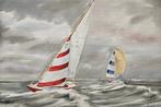 European School (XX) - Sailboats in full regatta, Antiek en Kunst