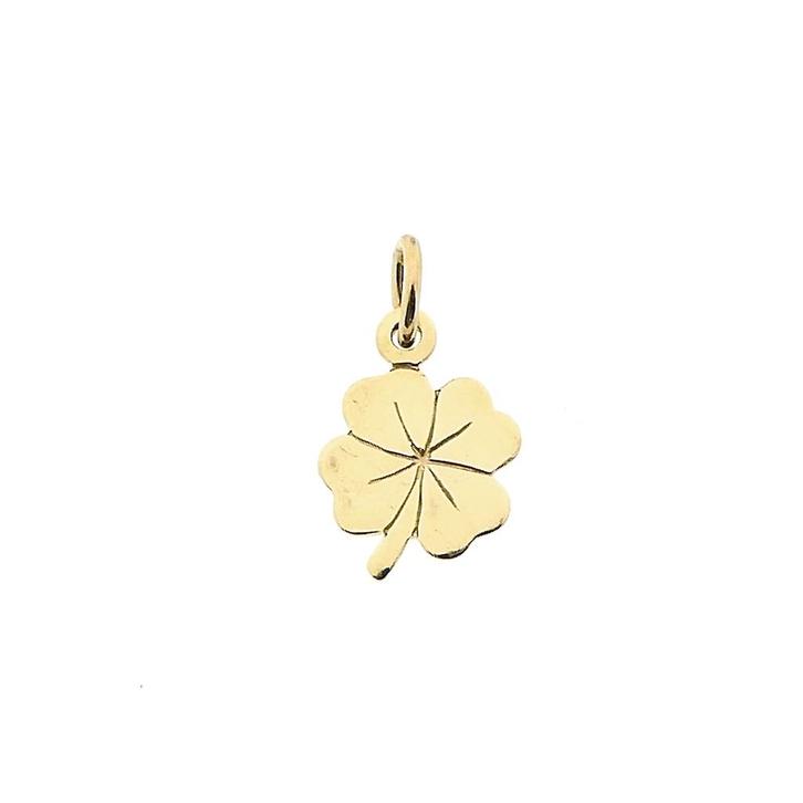 Gouden hanger van een klavertje vier (tijdloos sieraad), Handtassen en Accessoires, Bedels, Gebruikt, Overige merken, Goud, Ophalen of Verzenden