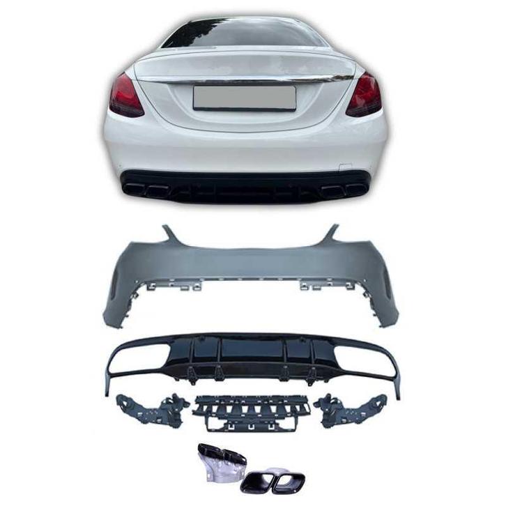 Achterbumper met diffuser voor mercedes c-klasse w205 faceli, Auto-onderdelen, Carrosserie
