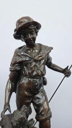 L&F Moreau - sculptuur, Herder - 47 cm - Regule en marmer, Antiek en Kunst