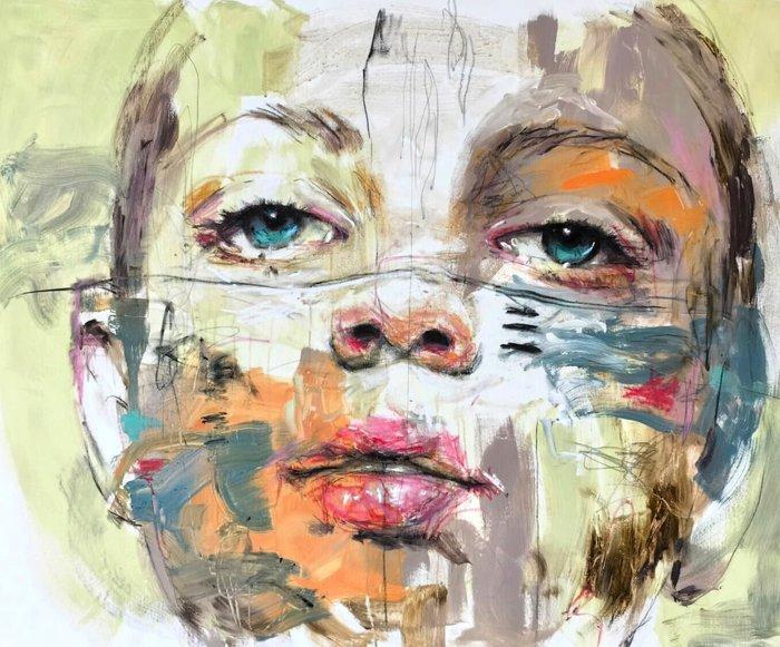 Geranio Paola - Receiving and listening - XL, Antiek en Kunst, Kunst | Schilderijen | Modern