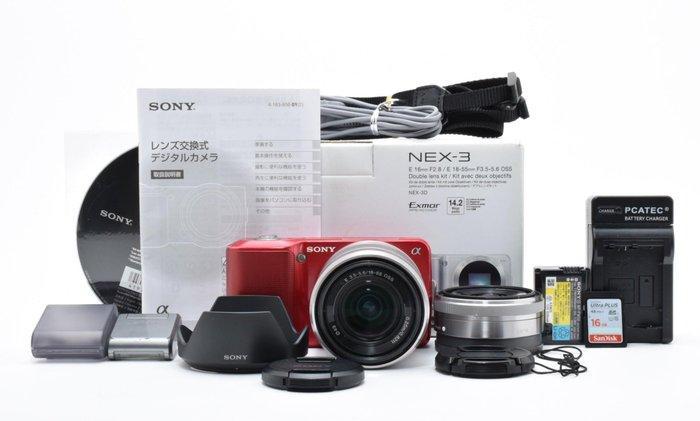 Sony a NEX-3 Red + E 3.5-5.6/18-55mm OSS + E 2.8/16mm, Audio, Tv en Foto, Fotocamera's Digitaal