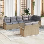 vidaXL 8-delige ligzetel set met kussens in beige poly, Tuin en Terras, Verzenden, Nieuw