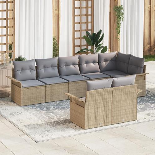 vidaXL 8-delige ligzetel set met kussens in beige poly, Tuin en Terras, Tuinsets en Loungesets, Nieuw, Verzenden