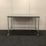 Sta-tafel op wielen, werktafel, (bxd) 180x90 cm, grijs blad