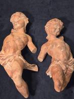 sculptuur, Coppia putti XVIII - 25 cm - Hout, Antiek en Kunst