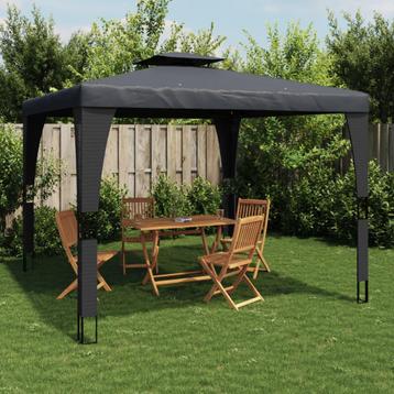 vidaXL Prieel met dubbel dak 2,98x2,98 m staal, Tuin en Terras, Partytenten, Verzenden, Nieuw