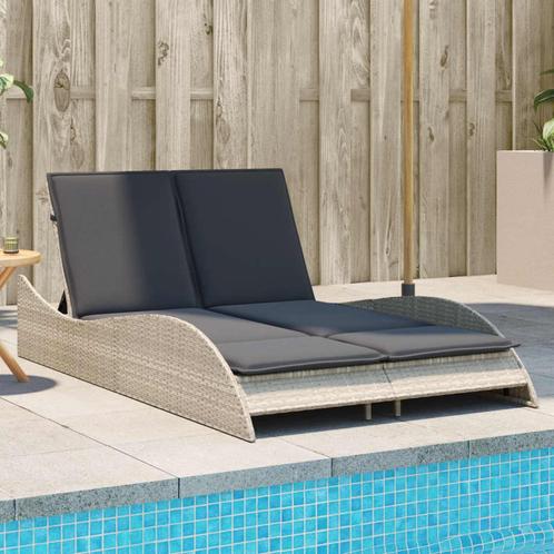 vidaXL Chaise longue avec coussins gris clair 114x205x73, Jardin & Terrasse, Chaises longues, Neuf, Envoi