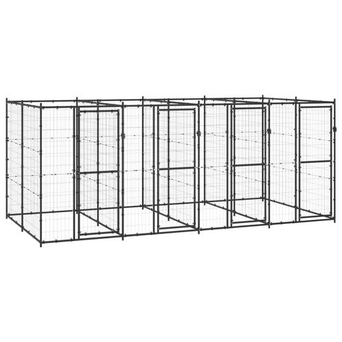 vidaXL Hondenkennel 9,68 m² staal, Dieren en Toebehoren, Hondenbenches, Nieuw, Verzenden