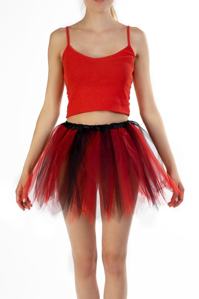 KIMU® Tutu Zwart Rood Tule Rokje 110 116 122 128 134 140 Zwa, Kinderen en Baby's, Carnavalskleding en Verkleedspullen, Meisje