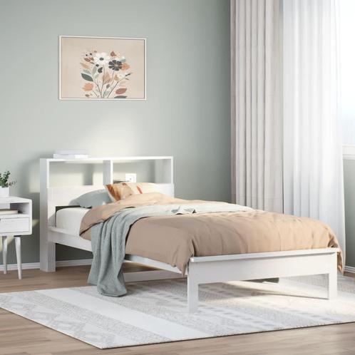 vidaXL Bed met boekenkast zonder matras grenenhout wit, Huis en Inrichting, Slaapkamer | Bedden, Nieuw, Verzenden