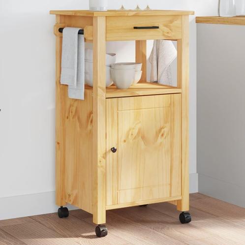 vidaXL Keukentrolley MONZA 48x40x90 cm massief grenenhout, Huis en Inrichting, Keuken | Keukenbenodigdheden, Nieuw, Verzenden
