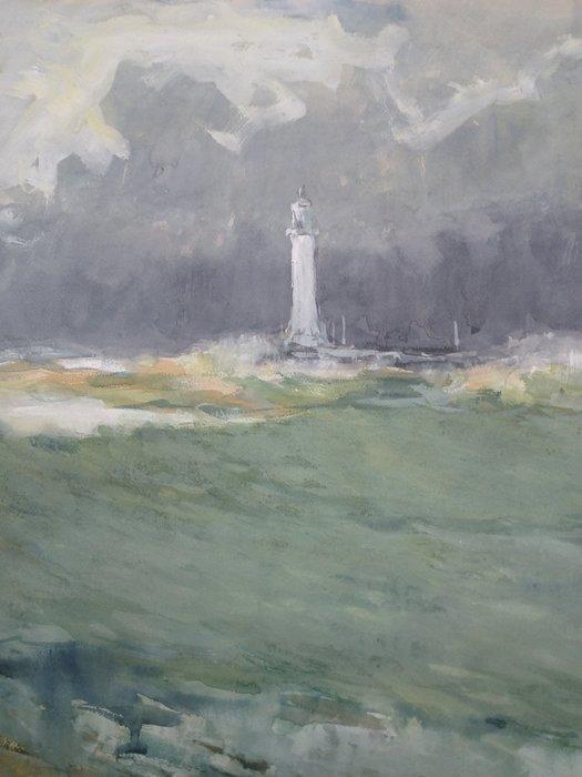 Maurice Seghers (1883-1959) - Storm op zee - Vuurtoren -, Antiek en Kunst, Kunst | Schilderijen | Klassiek