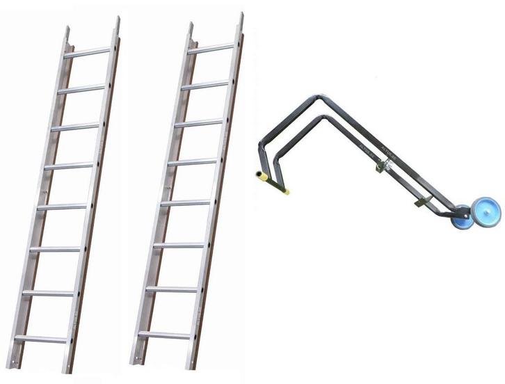 Solide dakladderset met nokhaak 4m, Doe-het-zelf en Bouw, Ladders en Trappen, Ladder, Nieuw, 2 tot 4 meter, Ophalen of Verzenden