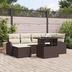 vidaXL Tuinbank Set 7 pcs Bruin en crème Poly riet,, Tuin en Terras, Verzenden, Nieuw