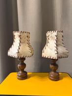 Tafellamp (2) - Leder, Hout