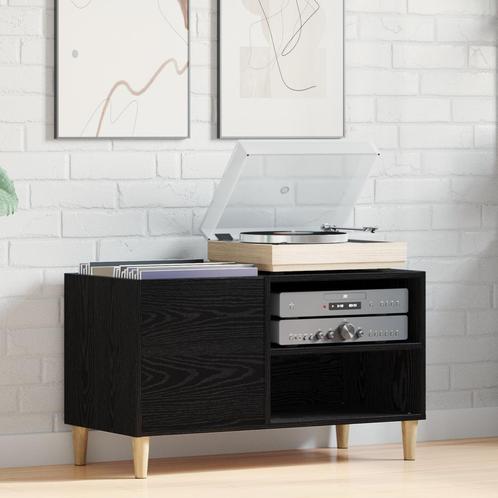 vidaXL Record Kast Zwart Eiken 84,5x38x48 cm Bewerkt Hout, Huis en Inrichting, Kasten | Overige, Nieuw, Verzenden