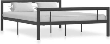 vidaXL - Bedframe - metaal - grijs - en - wit - 160x200 - cm beschikbaar voor biedingen