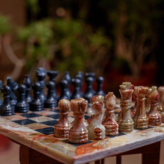 Schaakspel - Green Onyxs 100 % Natural stone - Marmer, Antiek en Kunst, Curiosa en Brocante