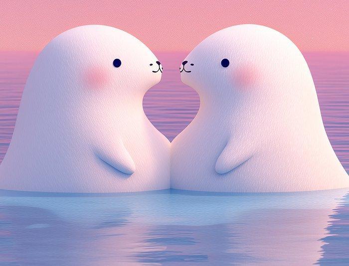 Hana Noé - Seals in love, Antiek en Kunst, Kunst | Designobjecten