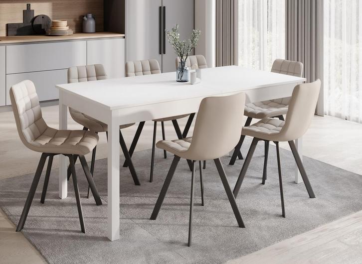 Meubella rechthoekige eettafel wit 230x80cm Uitschuifbaar, Huis en Inrichting, Tafels | Eettafels, Nieuw, 50 tot 100 cm, Verzenden