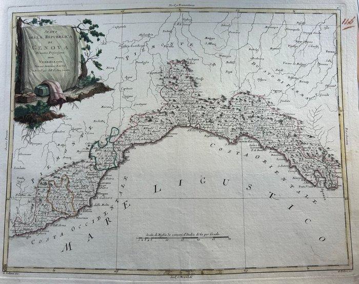 Italië - Liguria; Antonio Zatta (cartografo, editore e, Boeken, Atlassen en Landkaarten