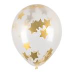 Doorzichtige Confetti Ballonnen Gouden Sterren 5st, Verzenden