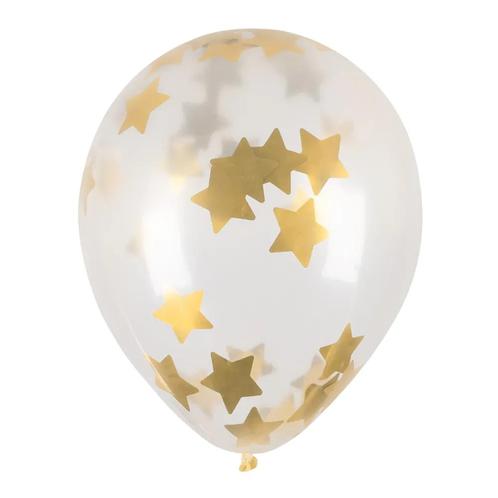 Doorzichtige Confetti Ballonnen Gouden Sterren 5st, Hobby en Vrije tijd, Feestartikelen, Nieuw, Verzenden