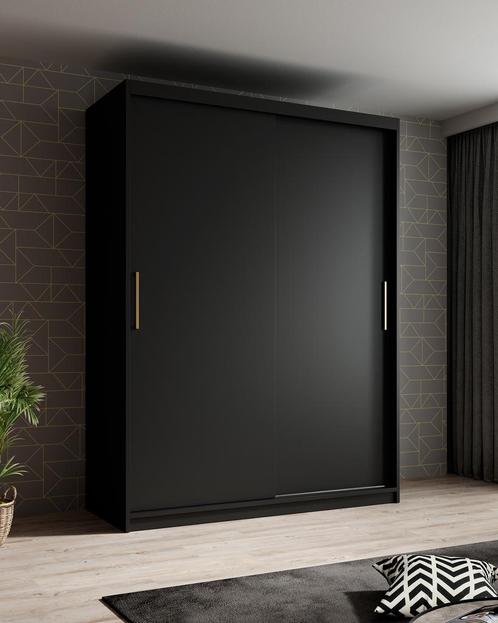 Meubella | Kledingkast mat zwart 150x62x200 schuifdeur, Huis en Inrichting, Kasten | Overige, Nieuw, Verzenden
