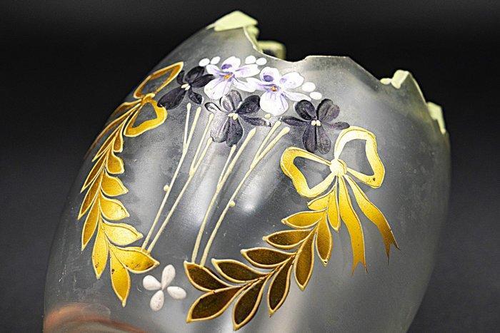 Art Nouveau Enamelled Egg-shaped Glass Vase 1900 - Vaas -, Antiquités & Art, Antiquités | Verre & Cristal