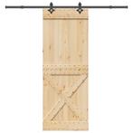 vidaXL Schuifdeur met beslag 85x210 cm massief grenenhout, Doe-het-zelf en Bouw, Deuren en Vliegenramen, Verzenden, Nieuw