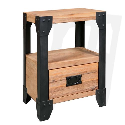 vidaXL Nachtkastje 40x30x54 cm massief acaciahout staal, Huis en Inrichting, Slaapkamer | Nachtkastjes, Nieuw, Verzenden
