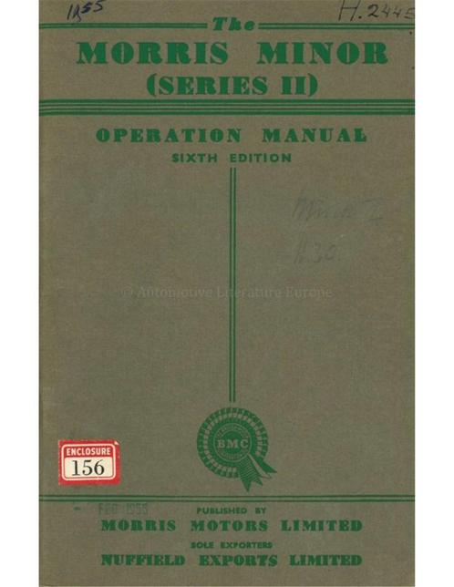 1955 MORRIS MINOR INSTRUCTIEBOEKJE ENGELS, Autos : Divers, Modes d'emploi & Notices d'utilisation, Enlèvement ou Envoi