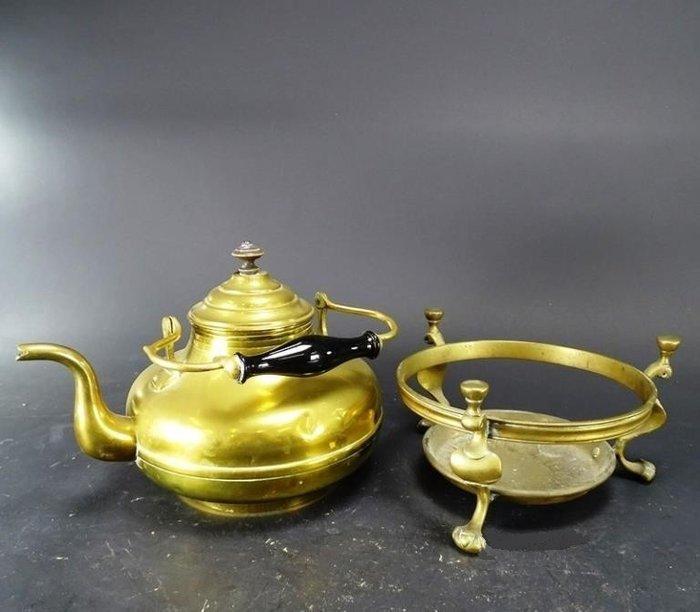 Vintage koperen waterketel op brons/koperen rechaud. /1980G, Antiek en Kunst, Antiek | Keukengerei