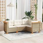 vidaXL 4-delige Loungeset met kussens poly rattan beige, Verzenden, Nieuw, Loungeset
