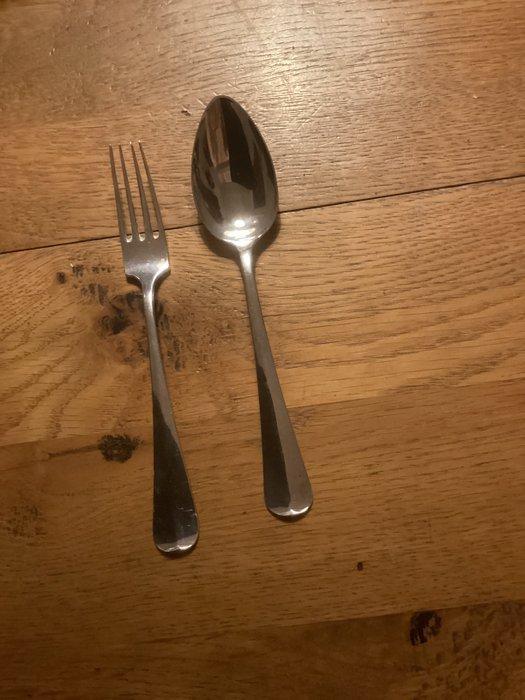 Bestekset (2) - .835 zilver - Zilveren vork en lepel, Antiek en Kunst, Antiek | Zilver en Goud