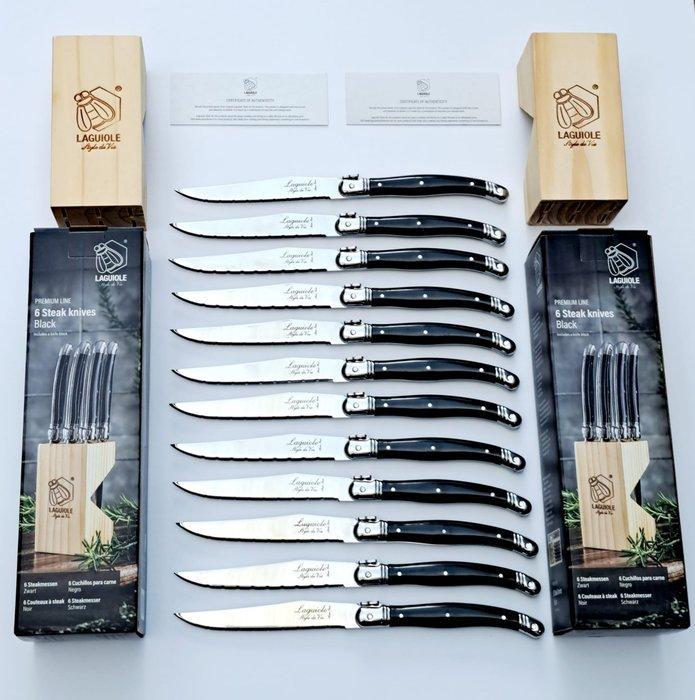 Laguiole - 12x Steak Knives - Black - style de -, Antiek en Kunst, Antiek | Keukengerei