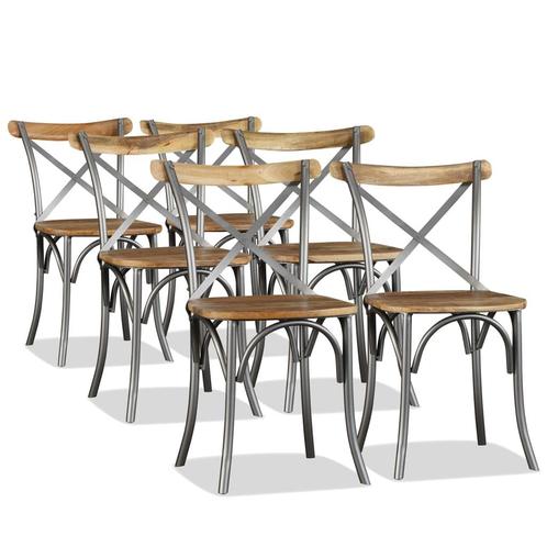 vidaXL Eetkamerstoelen massief mangohout en stalen, Huis en Inrichting, Stoelen, Nieuw, Verzenden